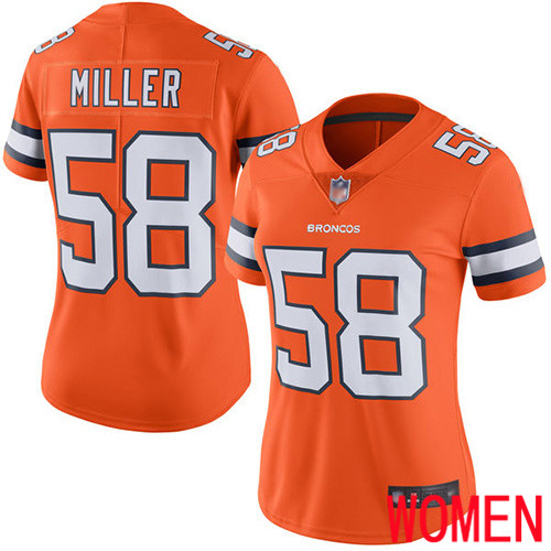 Women Denver Broncos #58 Von Miller Limited Orange Rush Vapor Untouchable Football NFL Jersey